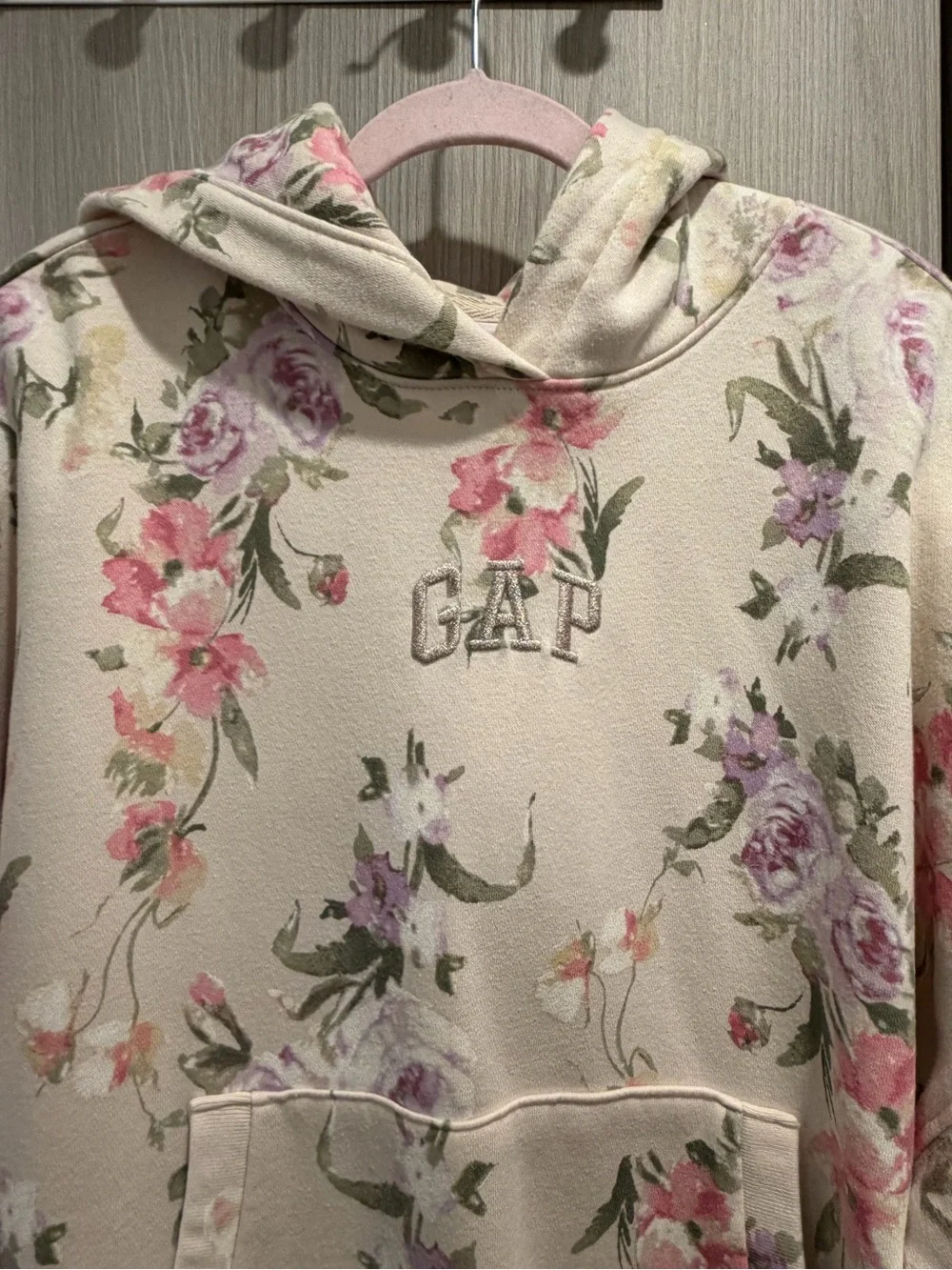 GAP x LoveShackFancy Cream Floral Hoodie Sweater
